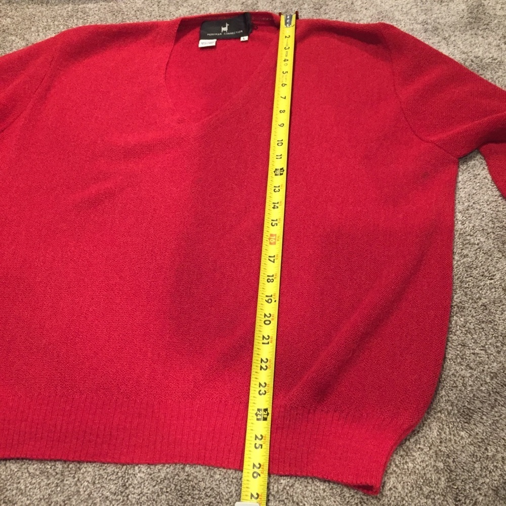 Peruvian Connection‎ Alpaca Red V Neck Pullover Sweater Size L Oversized - Picture 5 of 9